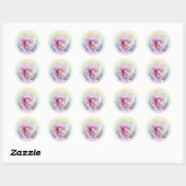 Sticker Rond Rose rose sur Pastel Personnalisé (Feuille)