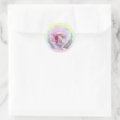 Sticker Rond Rose rose sur Pastel Personnalisé (Sac)