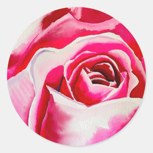 Sticker Rond Rose roses romantique aquarelle art (Devant)
