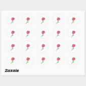 Sticker Rond Rose rouge (Feuille)