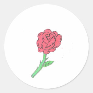 Sticker Rond Rose rouge