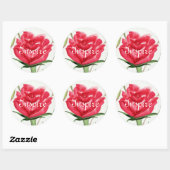 Sticker Rond Rose rouge (Feuille)