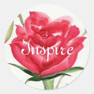 Sticker Rond Rose rouge