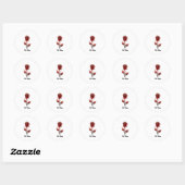 Sticker Rond Rose rouge (Feuille)