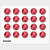 Sticker Rond Rose rouge (Feuille)