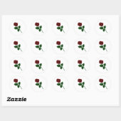 Sticker Rond Rose rouge (Feuille)