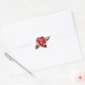Sticker Rond Rose rouge avec Feuille (Enveloppe)