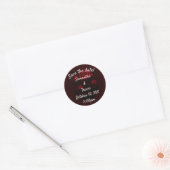 Sticker Rond Rose Rouge Bourgogne Élégant Mariage Enregistrer L (Enveloppe)