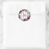 Sticker Rond Rose rouge et blanc couronne florale Monogramme (Sac)
