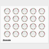Sticker Rond Rose rouge et Holly 100e anniversaire Elegant (Feuille)
