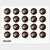 Sticker Rond Rose rouge et marguerites Arrière - plan noir (Feuille)