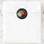 Sticker Rond Rose rouge et marguerites Arrière - plan noir (Sac)
