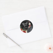 Sticker Rond Rose rouge et noir Mis Quince Merci  (Enveloppe)