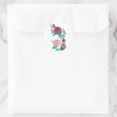 Sticker Rond Rose rouge et rose florale Conçu rond (Sac)