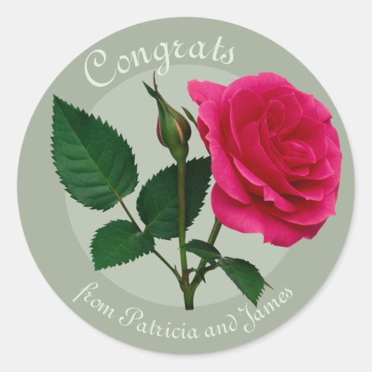 Sticker Rond Rose rouge Félicitations Examens Célébrations CC08 (Devant)