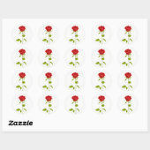 Sticker Rond Rose rouge fleurs de mariage Jardin Romantique (Feuille)