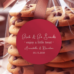 Sticker Rond Rose Rouge Grab & Go Mariage Snack