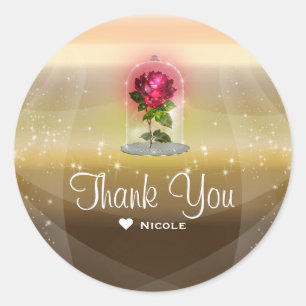 Sticker Rond Rose rouge magique enchantée personnalisée pour ma