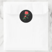 Sticker Rond Rose rouge noir (Sac)