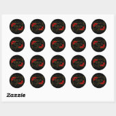 Sticker Rond Rose rouge Noir et or Quinceañera (Feuille)