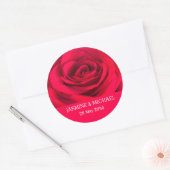 Sticker Rond Rose rouge Nom personnalisé Floral Mariage, Fiança (Enveloppe)
