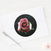 Sticker Rond Rose rouge peinte à l'huile (Enveloppe)