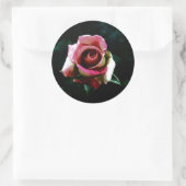 Sticker Rond Rose rouge peinte à l'huile (Sac)