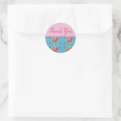 Sticker Rond Rose rouge Shabby Chic Aqua Turquoise Floral Flowe (Sac)