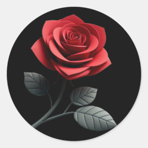 Sticker Rond Rose rouge simple