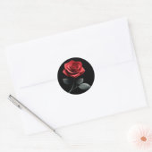 Sticker Rond Rose rouge simple (Enveloppe)