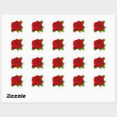 Sticker Rond Rose rouge simple en blanc (Feuille)