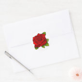 Sticker Rond Rose rouge simple en blanc (Enveloppe)