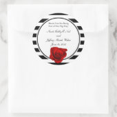 Sticker Rond Rose rouge sur le Mariage des rayures noir et blan (Sac)
