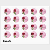 Sticker Rond Rose rouge sur rose Élégant romantique (Feuille)