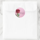 Sticker Rond Rose rouge sur rose Élégant romantique (Sac)