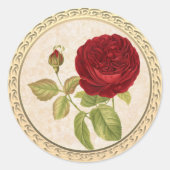 Sticker Rond Rose rouge victorienne vintage (Devant)