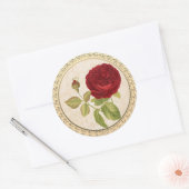 Sticker Rond Rose rouge victorienne vintage (Enveloppe)