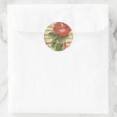 Sticker Rond Rose rouge vintage et musique (Sac)