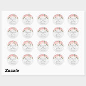 Sticker Rond Rose rousse rustique Mariage bois blanc (Feuille)