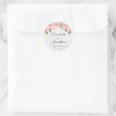 Sticker Rond Rose rousse rustique Mariage bois blanc (Sac)