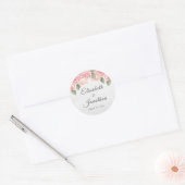 Sticker Rond Rose rousse rustique Mariage bois blanc (Enveloppe)
