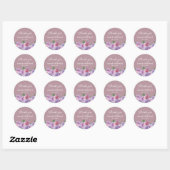 Sticker Rond Rose roux rose violet Mariage floral Merci (Feuille)