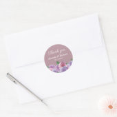 Sticker Rond Rose roux rose violet Mariage floral Merci (Enveloppe)