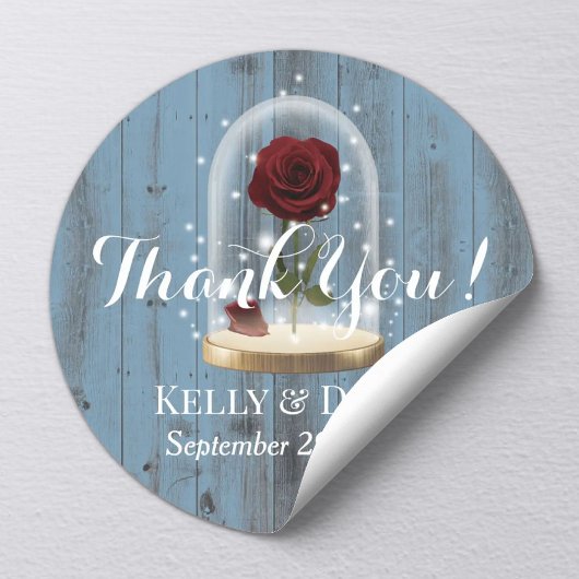 Sticker Rond Rose rustique de conte de verres Dome Dusty Mariag