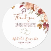 Sticker Rond Rose rustique et Mariage de automne Chrysanthemum (Devant)
