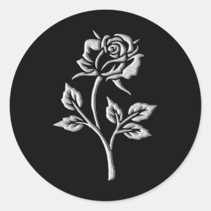 Sticker Rond Rose simple en argent