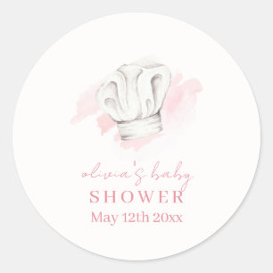 Sticker Rond Rose Simple Moderne Petit Chef Baby shower