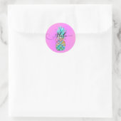 Sticker Rond Rose Splash de couleur de l'ananas tropical Luau A (Sac)