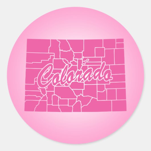 Sticker rond rose State Colorado (Devant)