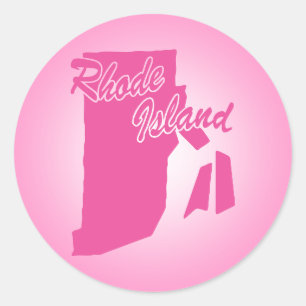 Sticker rond rose State Rhode Island Classic